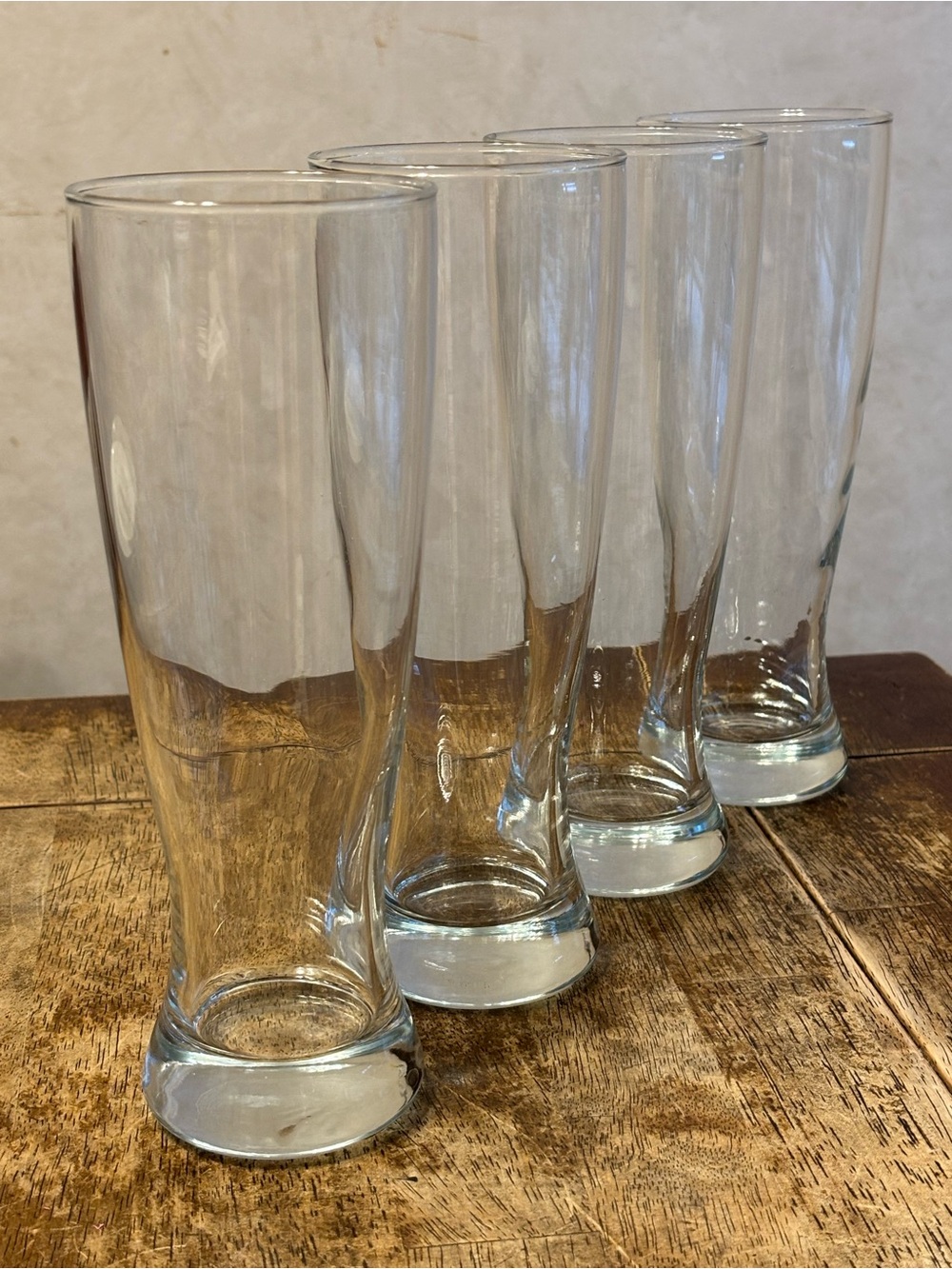 Anchor Hocking Hourglass Pilsner Beer Glasses 23 Oz 9” Set of 4 Heavy Base